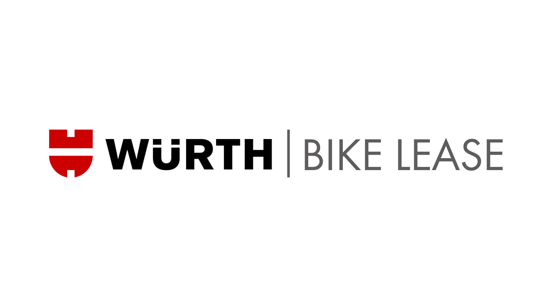 Leasing-Partner-Logo-wuerth-bike-lease Logo mit rotem Schildsymbol, gefolgt von dem Wort WÜRTH in fetten schwarzen Buchstaben und BIKE LEASE in hellgrauen Buchstaben auf weißem Hintergrund.