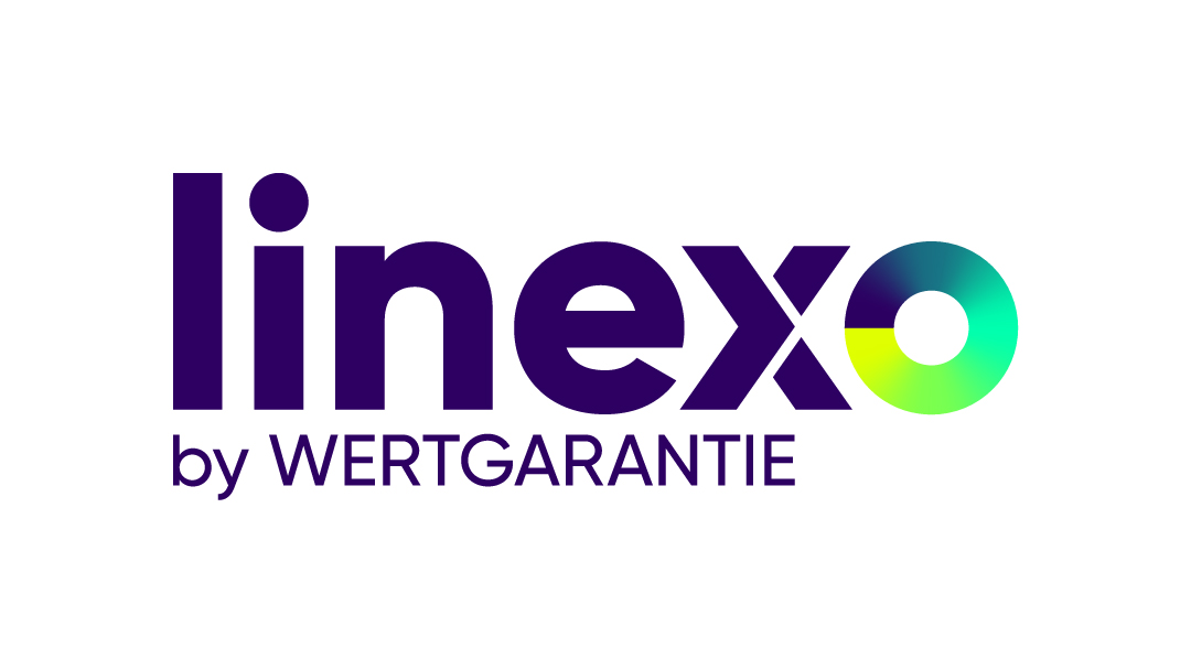 linexo-logo Logo für linexo von WERTGARANTIE in fetter lila Schrift; das "o" in "linexo" ist ein kreisförmiger Farbverlauf mit grünen, gelben und blauen Segmenten. Weißer Hintergrund.